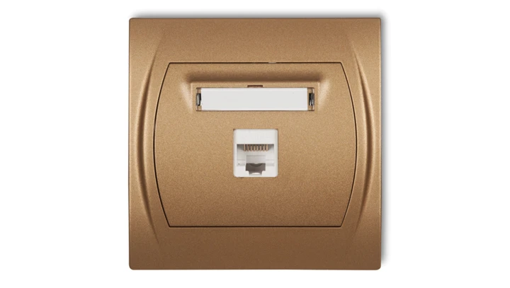 LOGO Gniazdo komputerowe pojedyncze 1xRJ45, kat. 5e, 8-stykowy złoty metalik 8LGK-1