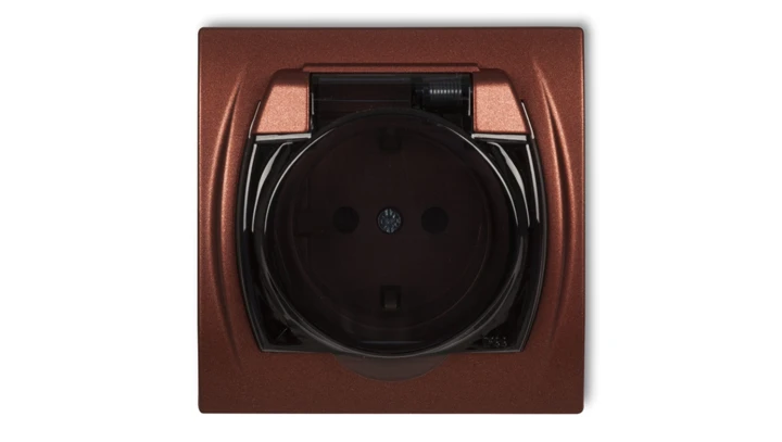 LOGO Gniazdo bryzgoszczelne z/u SCHUKO (klapka dymna) brązowy metalik 9LGPB-1sdp