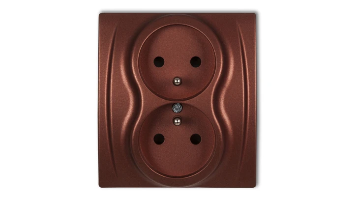 LOGO Gniazdo podwójne z/u brązowy metalik 9LGP-2zp
