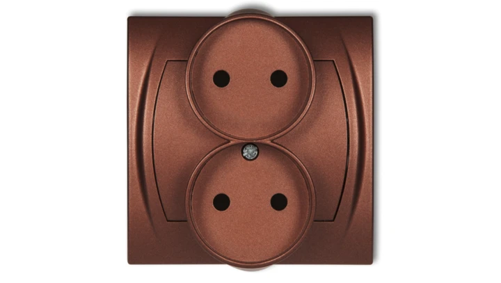 LOGO Gniazdo podwójne 2x(2P) z przesłonami brĄzowy metalik 9LGPR-2p