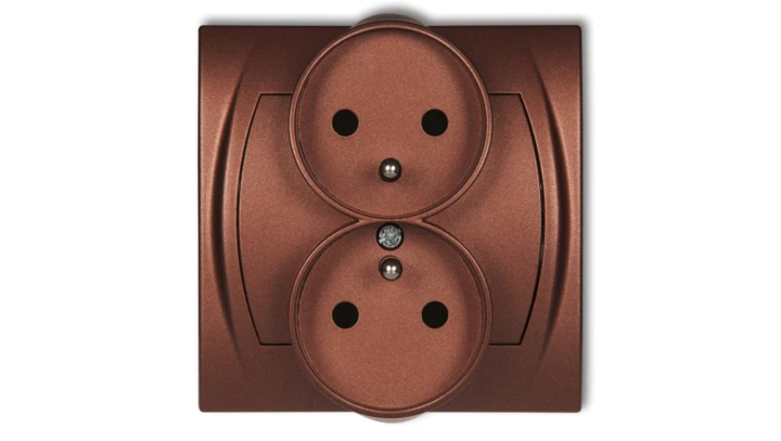 LOGO Gniazdo podwójne z/u z przesłonami brĄzowy metalik 9LGPR-2zp