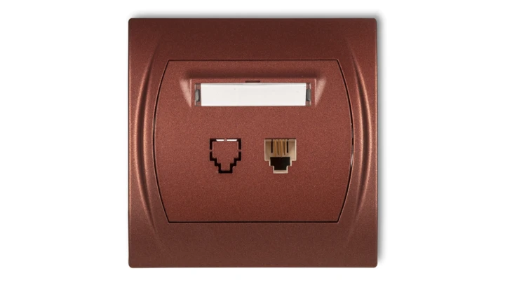LOGO Gniazdo telefoniczne pojedyncze 1xRJ11, 4-stykowy brĄzowy metalik 9LGT-1