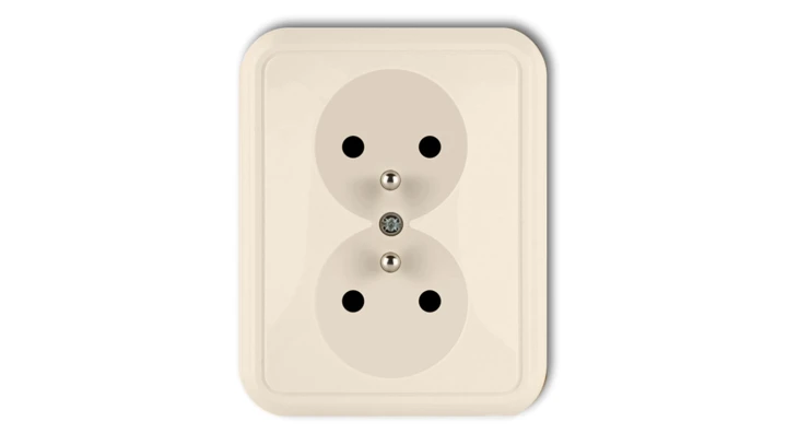 LIZA Gniazdo podwójne z/u beżowy 1GPT-2z
