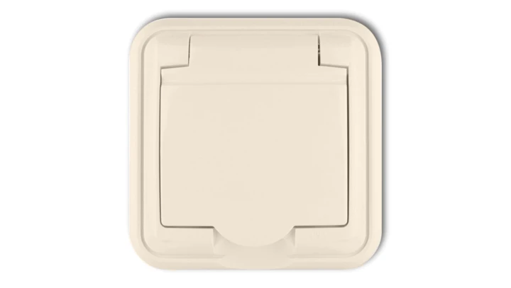 LIZA Gniazdo bryzgoszczelne z/u (klapka beľowa) beżowy 1GPH-1z