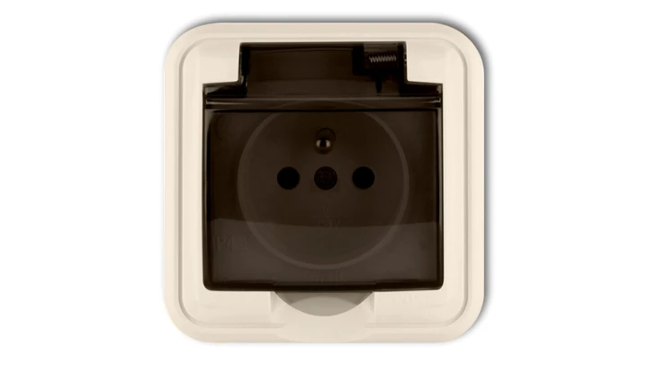 LIZA Gniazdo bryzgoszczelne z/u (klapka dymna) beżowy 1GPH-1zd