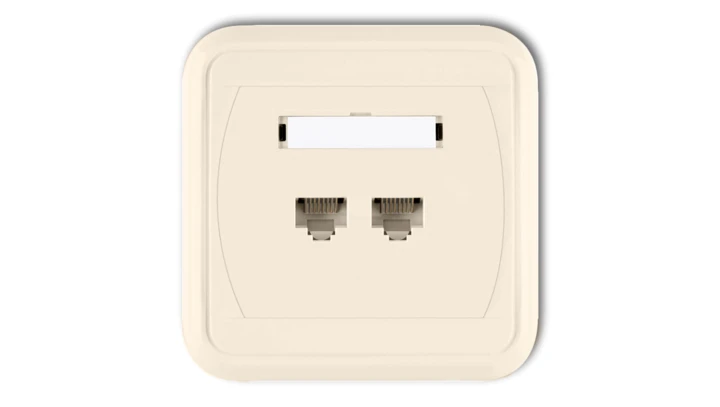 LIZA Gniazdo komputerowe podwójne 2xRJ45, kat. 5e, 8-stykowe beżowy 1GLK-2