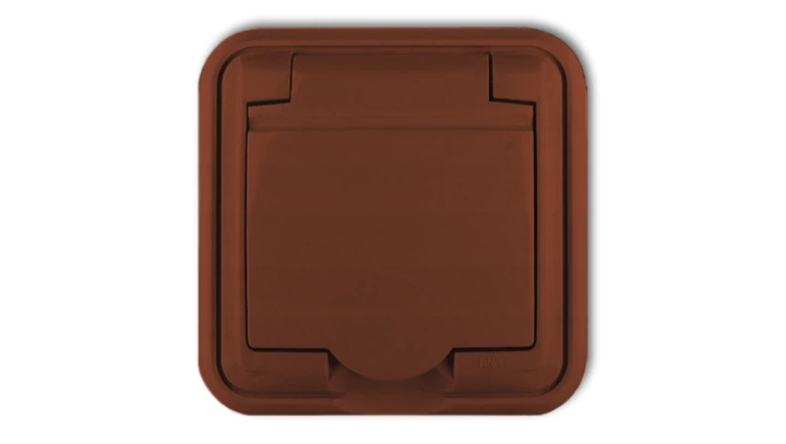 LIZA Gniazdo bryzgoszczelne z/u (klapka brĄzowa) brązowy 4GPH-1z