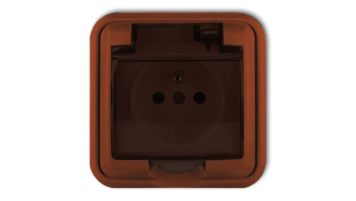 LIZA Gniazdo bryzgoszczelne z/u (klapka dymna) brązowy 4GPH-1zd