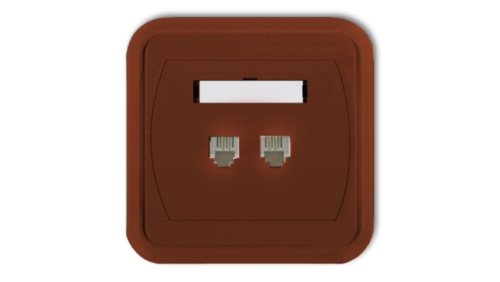 LIZA Gniazdo telefoniczne podwójne 2xRJ11, 4-stykowe brązowy 4GLT-2