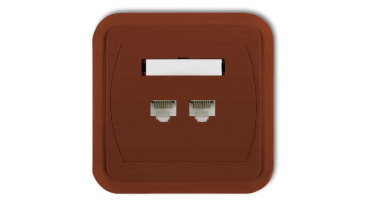 LIZA Gniazdo komputerowe podwójne 2xRJ45, kat. 5e, 8-stykowe brązowy 4GLK-2