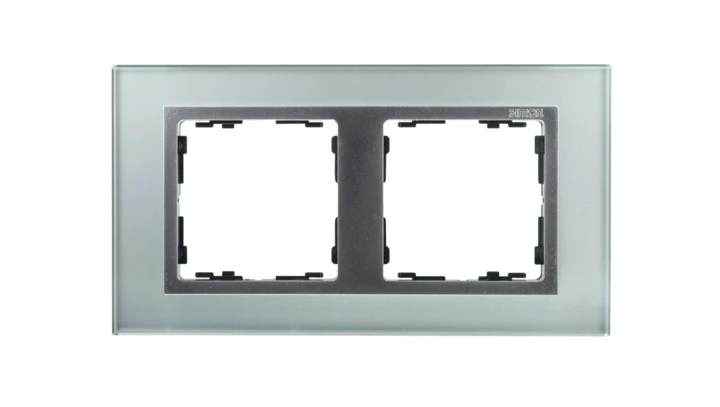 Simon 82 Ramka podwójna pozioma kamień srebro/ ramka pośrednia aluminium mat 82927-62