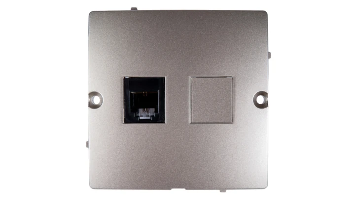 Simon Basic Gniazdo telefoniczne pojedyncze RJ11 satynowe BMTF1.02/29