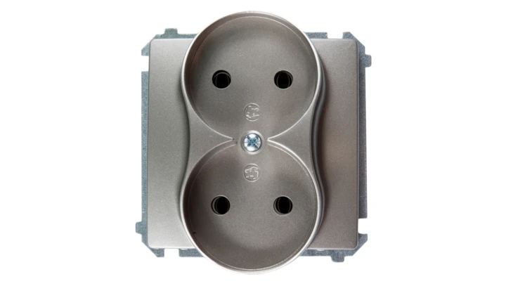 Simon Basic Gniazdo podwójne b/u 16A IP20 satynowe BMG2M.01/29