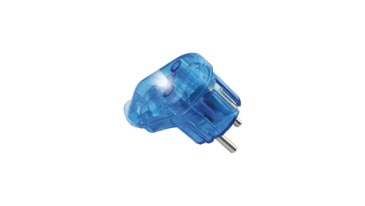 Wtyczka kątowa z/u Uni-Schuko 16A 250V podświetlana rozbieralna niebieska WT-16U/S-V NIEB