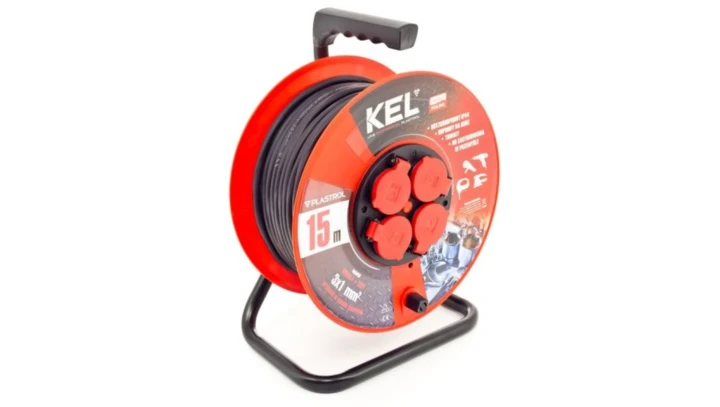 Przedłużacz bębnowy PROFESSIONAL LINE 15m H05RR-F 3x1 4xGS /+termik/ 10A IP44 czarny