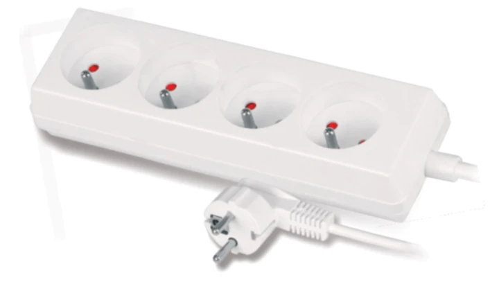 Przedłużacz 4-gniazda z/u 10A 5m /OMY 3x1/ biały PS-470