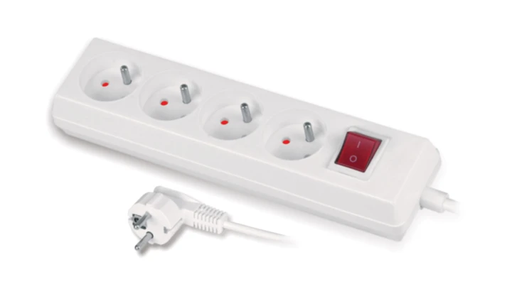 Przedłużacz z wyłącznikiem 4-gniazda z/u 10A 5m /OMY 3x1/ biały PS-470WS