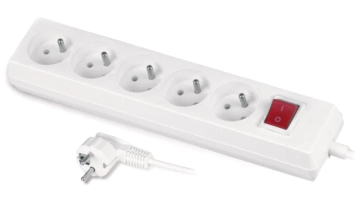 Przedłużacz z wyłącznikiem 5-gniazd z/u 10A 1,5m /OMY 3x1/ biały PS-570WS