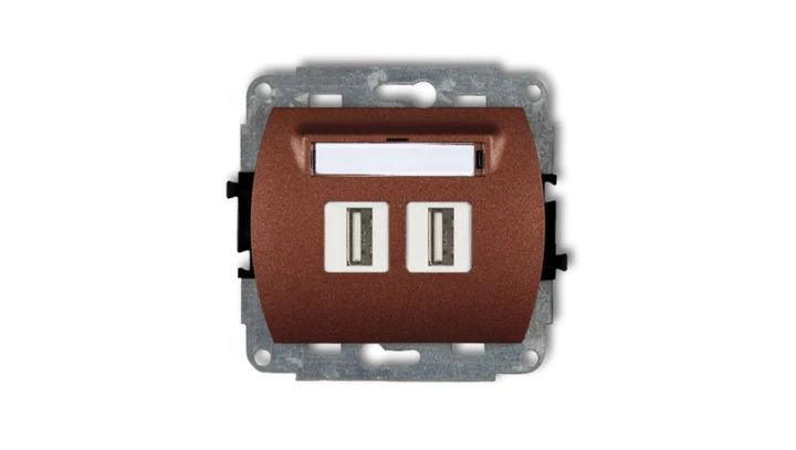 TREND Gniazdo podwójne 2xUSB-AA 3.0 brązowy metalik 9GUSB-6