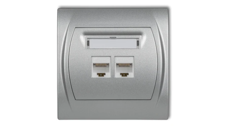 LOGO Gniazdo komputerowe podwójne 1xRJ45, kat. 5e, 8-stykowy srebrny metalik 7LGK-2
