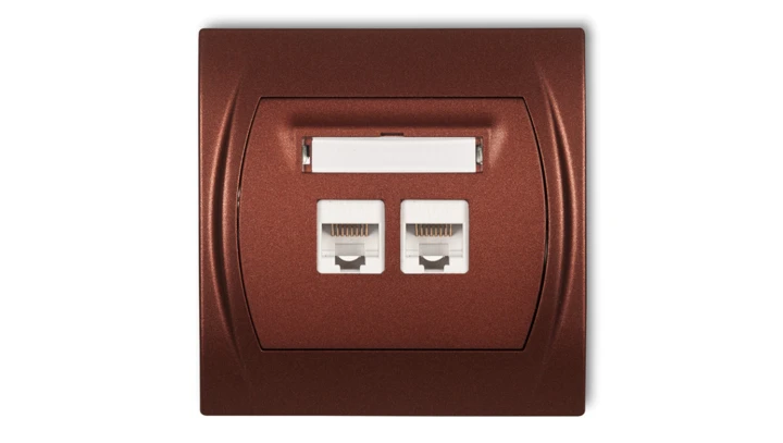 LOGO Gniazdo komputerowe podwójne 2xRJ45, kat. 5e, 8-stykowy brązowy metalik 9LGK-2