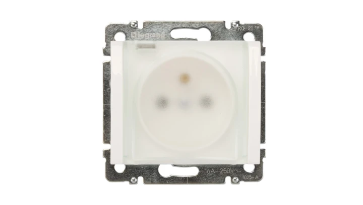 SISTENA LIFE Gniazdo bryzgoszczelne z/u IP44 z klapką arctic 775929