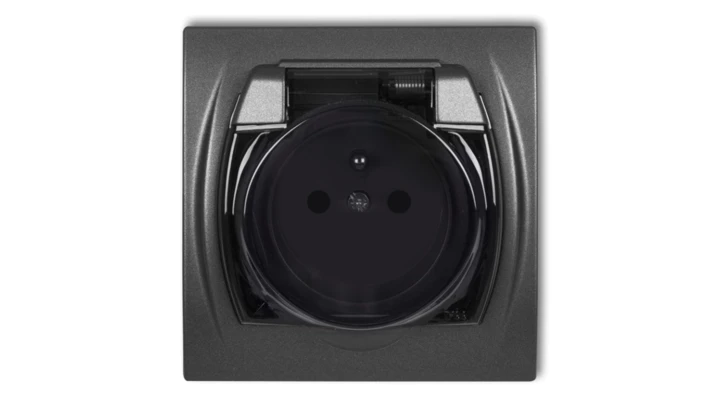 LOGO Gniazdo bryzgoszczelne z/u (klapka dymna) grafitowy 11LGPB-1zdp