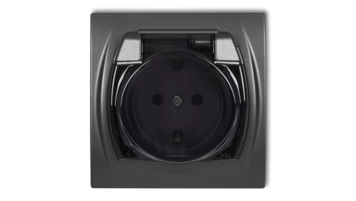 LOGO Gniazdo bryzgoszczelne z/u SCHUKO (klapka dymna) grafitowy 11LGPB-1sdp
