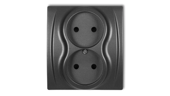 LOGO Gniazdo podwójne b/u grafitowy 11LGP-2p