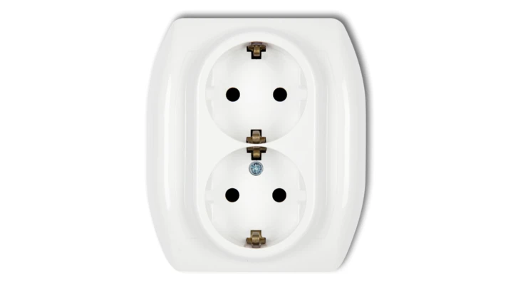 TREND Gniazdo podwójne b/u okleina: srebrny lux GP-2Sp