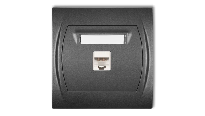 LOGO Gniazdo komputerowe pojedyncze 1xRJ45, kat. 5e, 8-stykowy grafitowy 11LGK-1