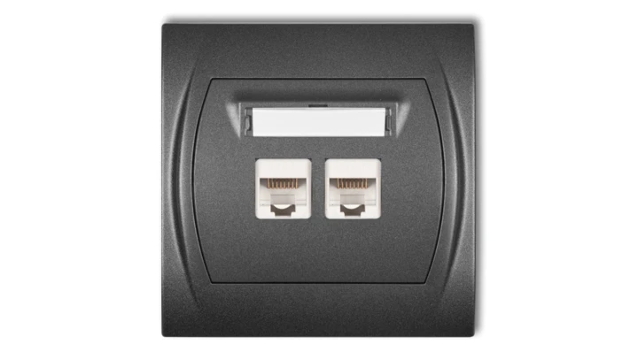 LOGO Gniazdo komputerowe podwójne 1xRJ45, kat. 5e, 8-stykowy grafitowy 11LGK-2