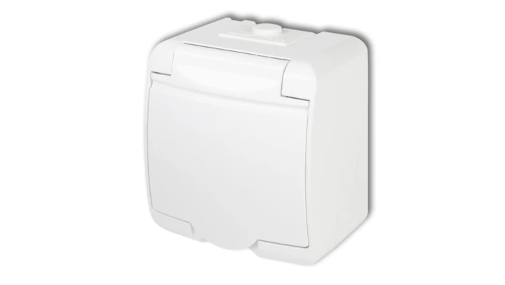 JUNIOR Gniazdo pojedyncze z/u SCHUKO (klapka biała) biały GHE-1sp