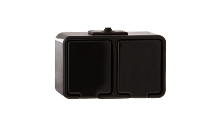 Cedar Gniazdo hermetyczne podwójne z/u 16A IP44 czarne Nt-230H NT230H05