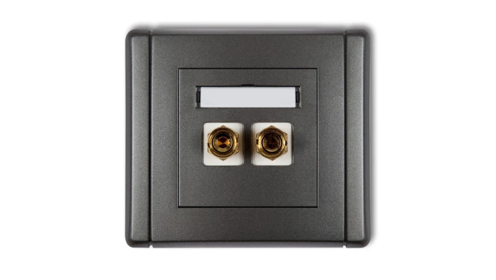 FLEXI Gniazdo głośnikowe pojedyncze (typu banan - czerwony i czarny, pozłacane, 4 mm2, skręcane) grafitowy 11FGG-4