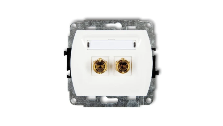 TREND Gniazdo głośnikowe pojedyncze (typu banan - czerwony i czarny, pozłacany, 4 mm2, skręcany) biały GG-4