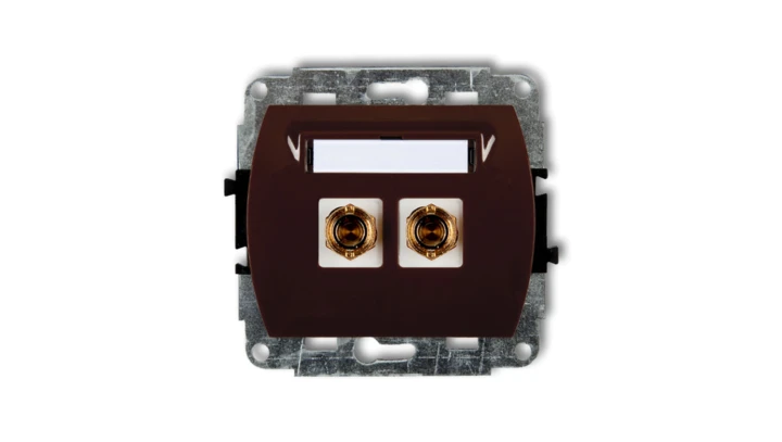 TREND Gniazdo głośnikowe pojedyncze (typu banan - czerwony i czarny, pozłacany, 4 mm2, skręcany) brązowy 4GG-4