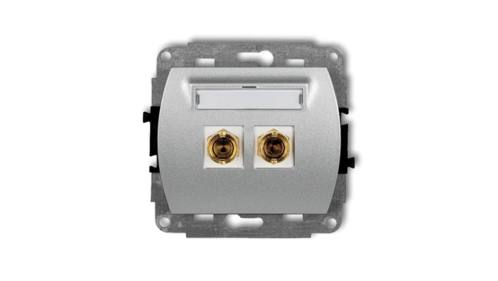 TREND Gniazdo głośnikowe pojedyncze (typu banan - czerwony i czarny, pozłacany, 4 mm2, skręcany) srebrny metalik 7GG-4