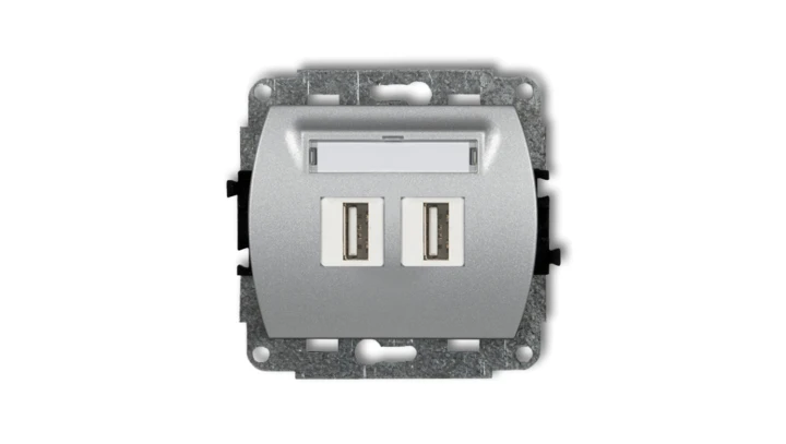 TREND Gniazdo podwójne 2xUSB-AA srebrny metalik 7GUSB-2
