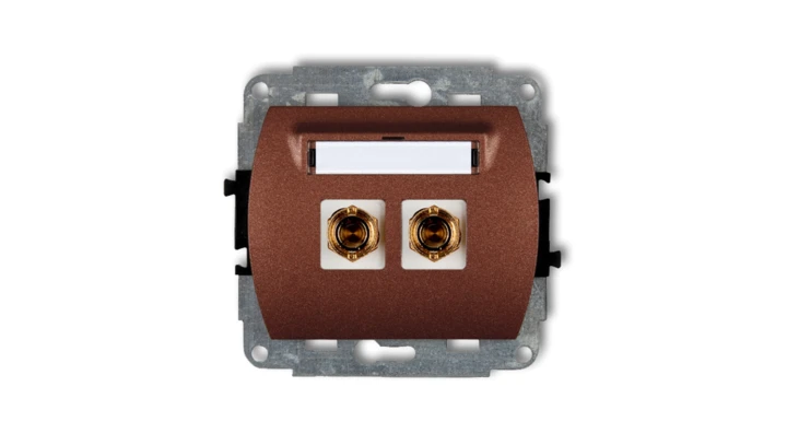 TREND Gniazdo głośnikowe pojedyncze (typu banan - czerwony i czarny, pozłacany, 4 mm2, skr©cany) brĄzowy metalik 9GG-4