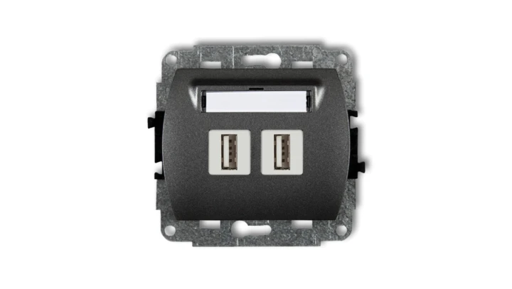 TREND Gniazdo podwójne 2xUSB-AA grafitowy 11GUSB-2