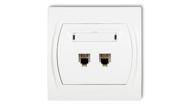LOGO Gniazdo telefoniczne podwójne 2xRJ11, 4-stykowy biały LGT-2
