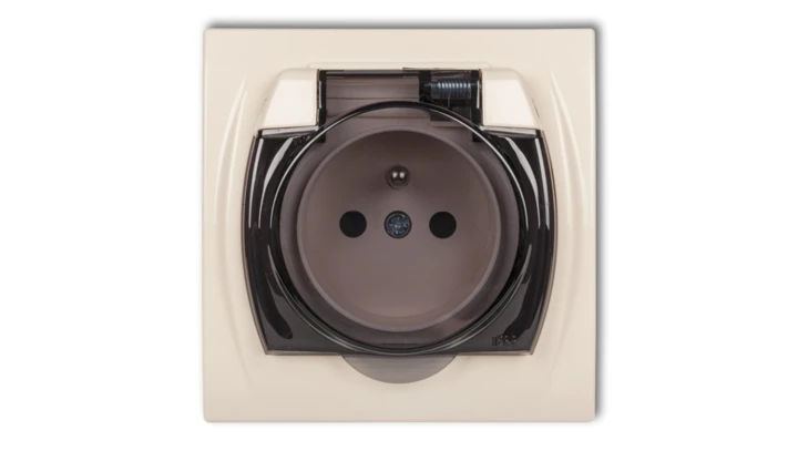 LOGO Gniazdo bryzgoszczelne z/u (klapka dymna) beżowy 1LGPB-1zdp