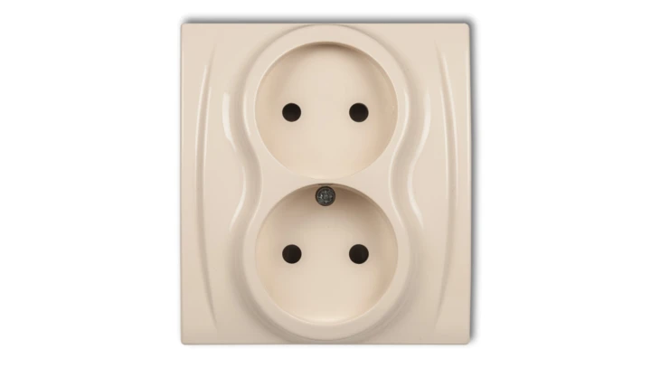 LOGO Gniazdo podwójne b/u beżowy 1LGP-2p