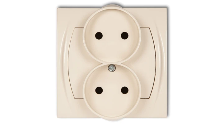 LOGO Gniazdo podwójne 2x(2P) z przesłonami beżowy 1LGPR-2p