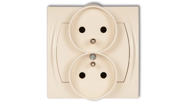 LOGO Gniazdo podwójne z/u z przesłonami beżowy 1LGPR-2zp