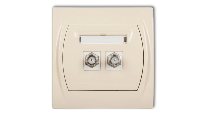 LOGO Gniazdo antenowe podwójne typu F (SAT) beżowy 1LGF-2