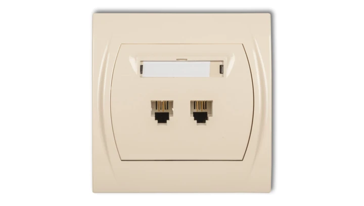 LOGO Gniazdo telefoniczne podwójne 2xRJ11, 4-stykowy beżowy 1LGT-2