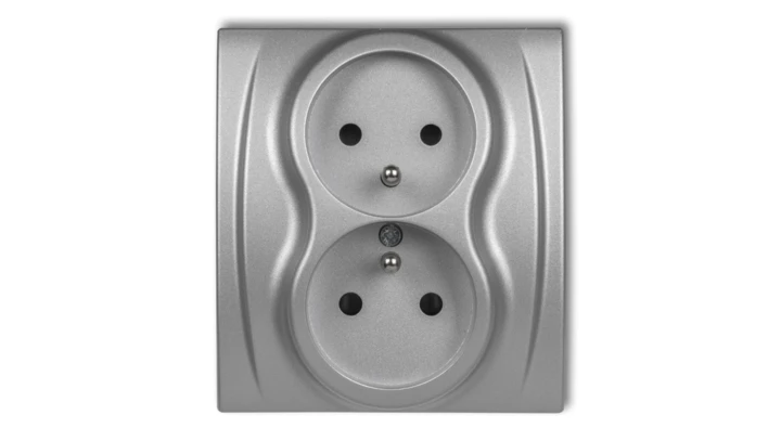 LOGO Gniazdo podwójne z/u srebrny metalik 7LGP-2zp