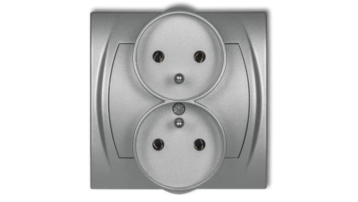 LOGO Gniazdo podwójne z/u srebrny metalik 7LGPR-2z